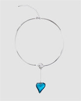 Bejeweled Blue Heart Necklace